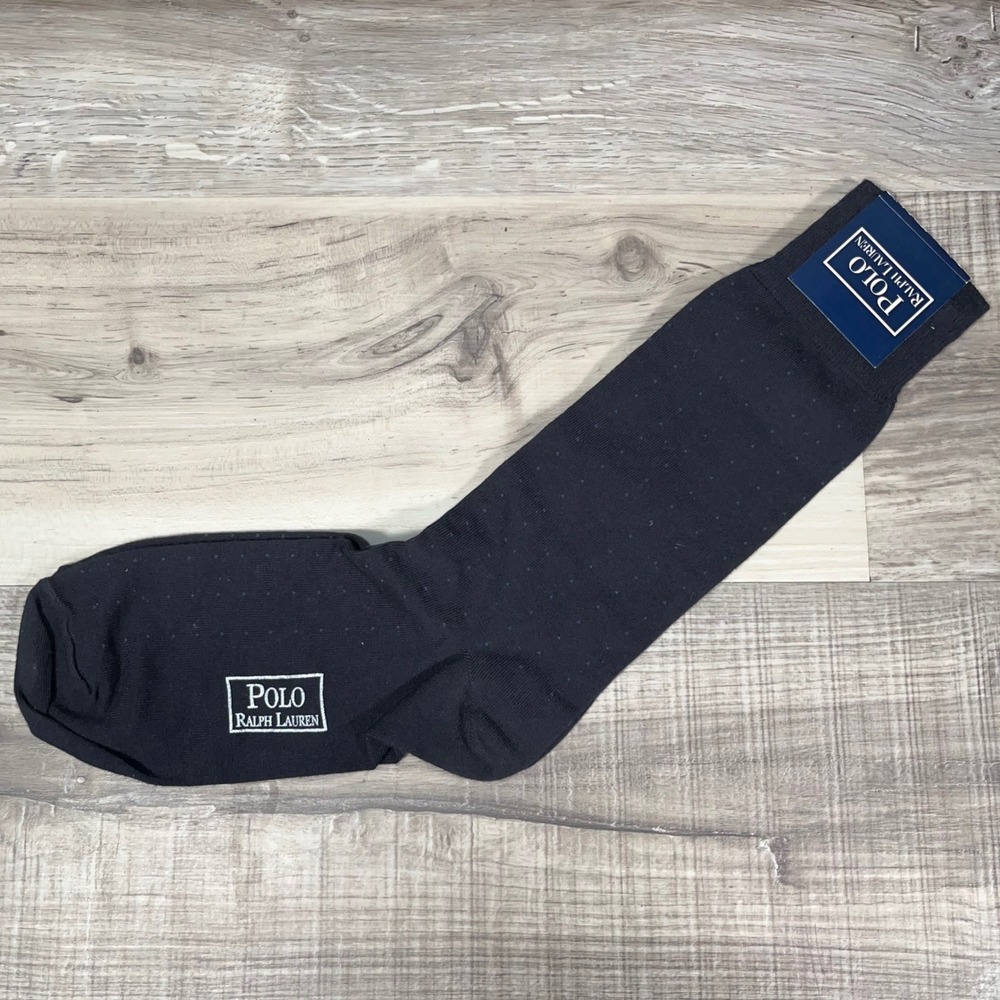 Polo Ralph Lauren Micro Dot Dress Socks Mens One Size Cotton Blend Navy Blue